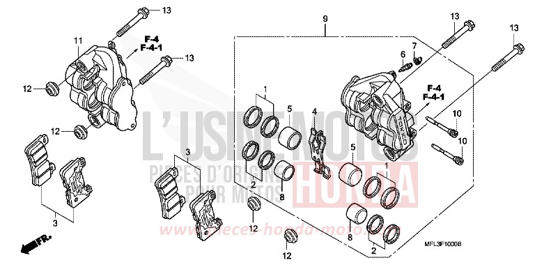 ETRIER DE FREIN AVANT de CBR1000RR "Fireblade" ACHILLES BLACK METALLIC-U (NH124) de 2009